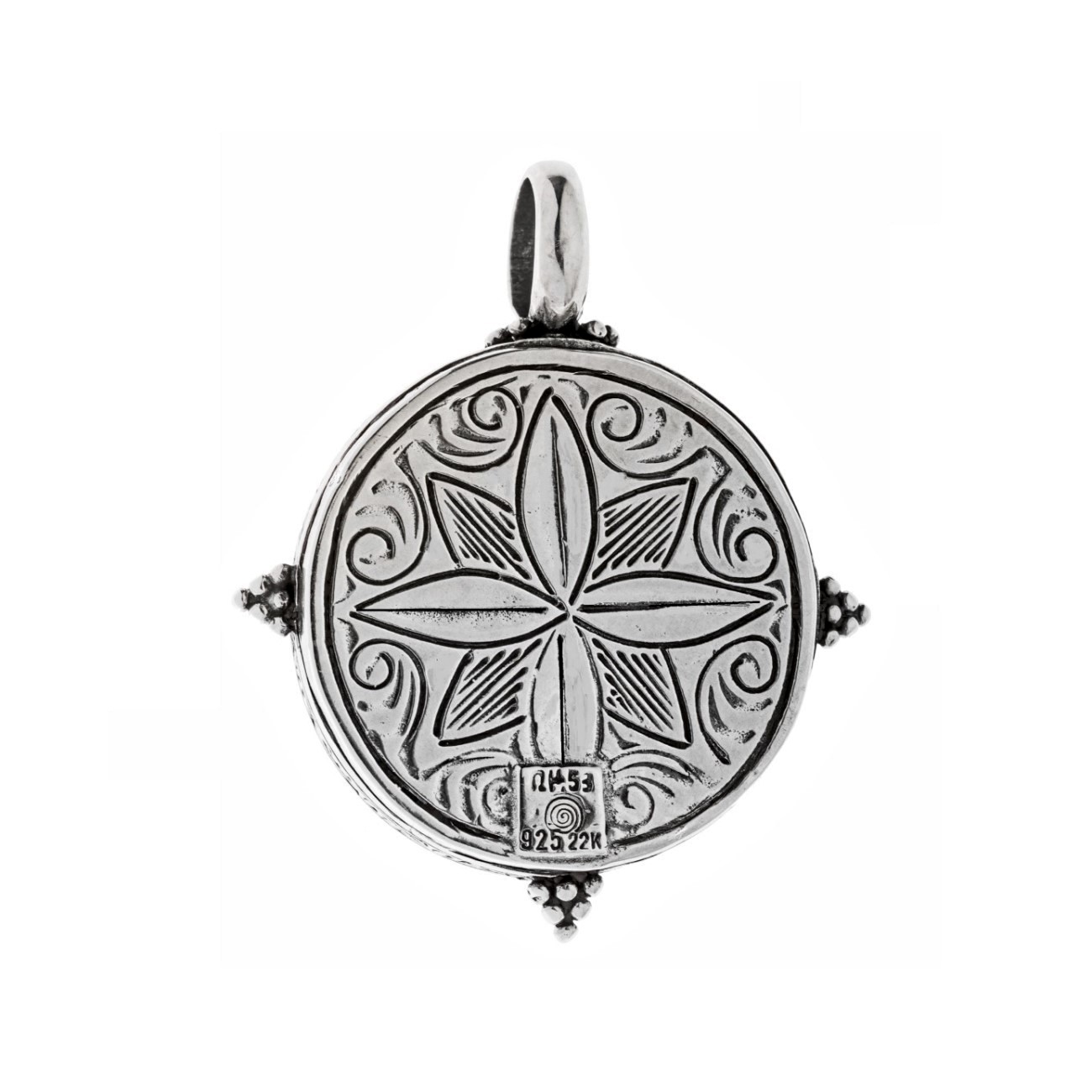 Sterling Silver 925 & Gold 22K Coin Pendant with God Apollo